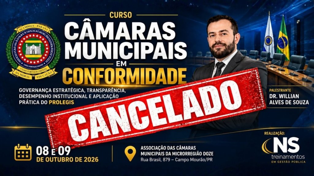 ACAMDOZE comunica cancelamento do curso “Câmaras Municipais em Conformidade”